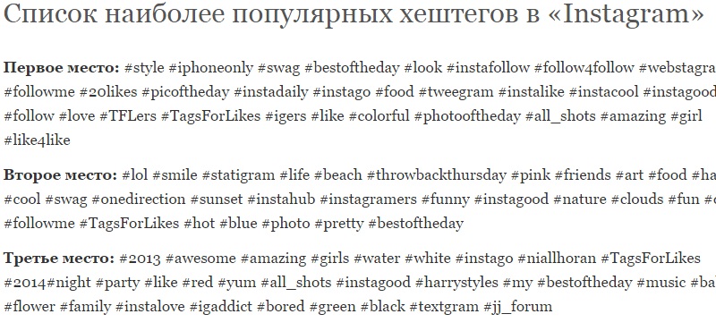 популярные хештеги в Инстаграм