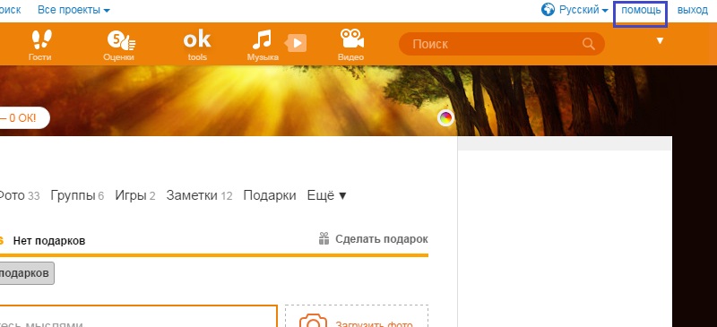служба поддержки в ок